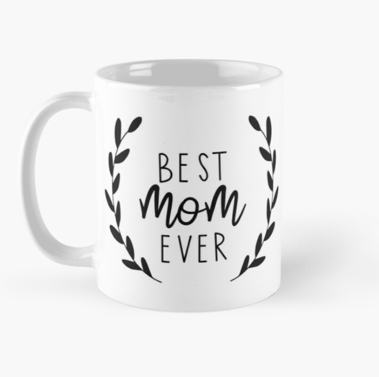 Чашка керамическая с принтом "Best mom ever" для мамочки 330 мл Белый (МАМА17Ч)