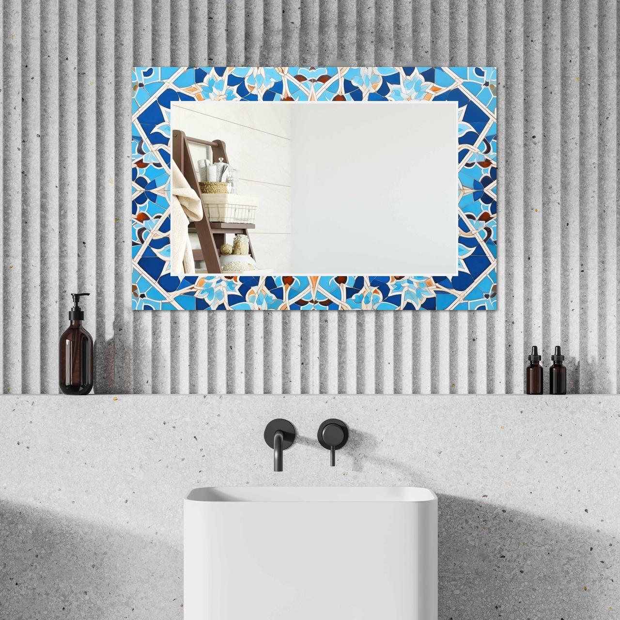 Зеркало на стену NovellaPrint с рисунком мозайки прямоугольное 110х70 см (2018.7)
