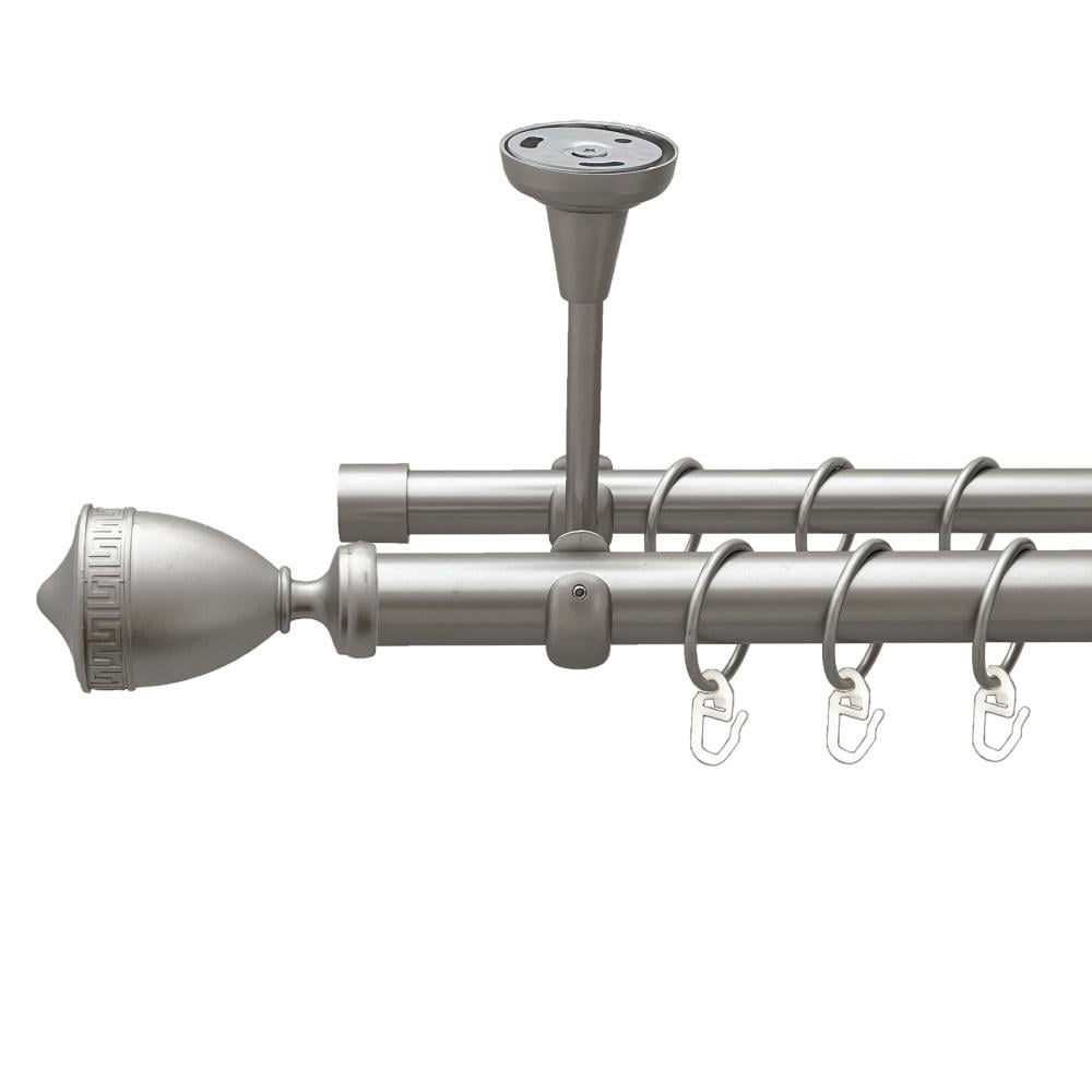 Карниз Orvit Афіна металевий дворядний відкритий до стелі гладка труба кільце металеве 25/19 мм 240 см Сатин (00-00023870)