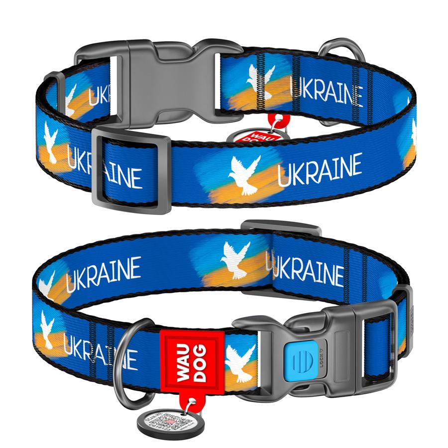 Нашийник для собак з QR-паспортом Waudog Nylon Прапор пластиковий фастекс XL 25 мм 37-58 см Blue (4504-0229) Нашийник для собак з QR-паспортом Waudog Nylon Прапор пластиковий фастекс XL 25 мм 37-58 см Blue (4504-0229)