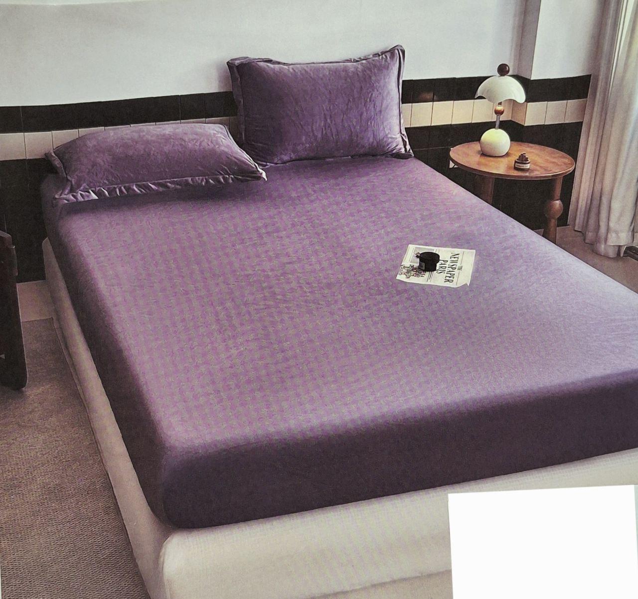 Простыня на резинке Colorful Home велюровая 160x200x25 см Сиреневый (1627) - фото 6 Простыня на резинке Colorful Home велюровая 160x200x25 см Сиреневый (1627) - фото 6
