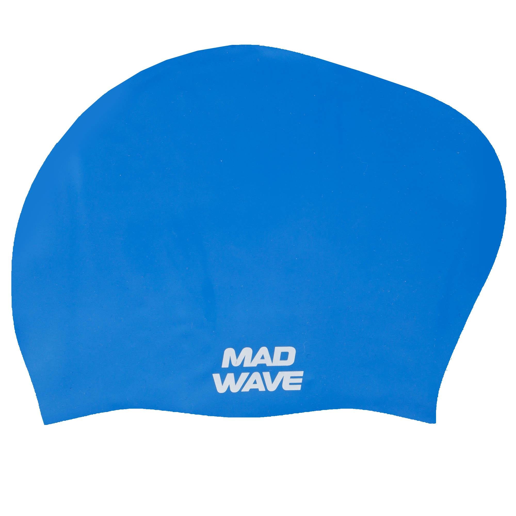 Шапочка для плавания для взрослых MadWave LONG HAIR M051101 силиконовая на длинные волосы Синий