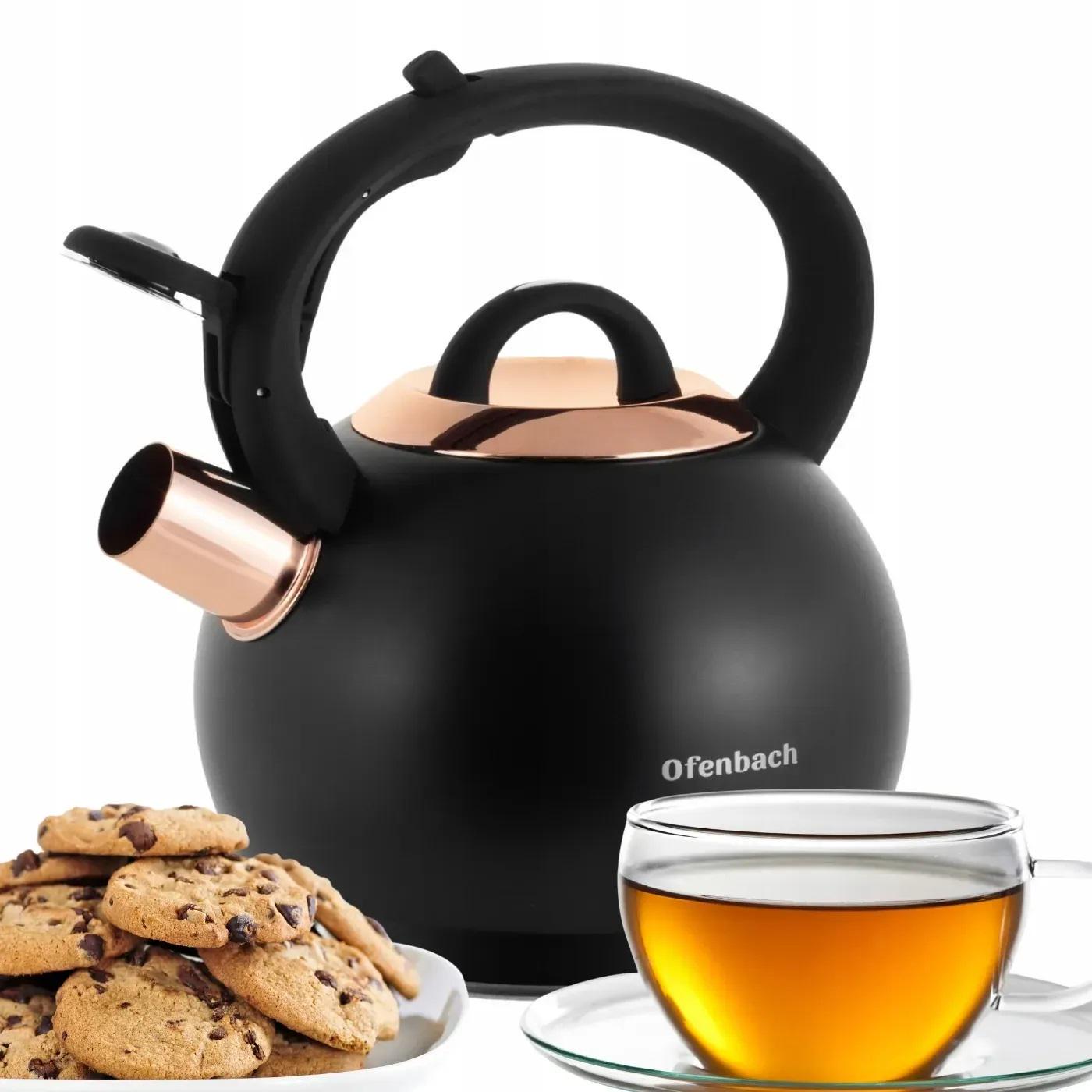 Чайник із свистком та ручкою з покриттям soft touch Ofenbach KM-100312 із нержавіючої сталі 2 л Чорний (150-84-100312) - фото 3 Чайник із свистком та ручкою з покриттям soft touch Ofenbach KM-100312 із нержавіючої сталі 2 л Чорний (150-84-100312) - фото 3