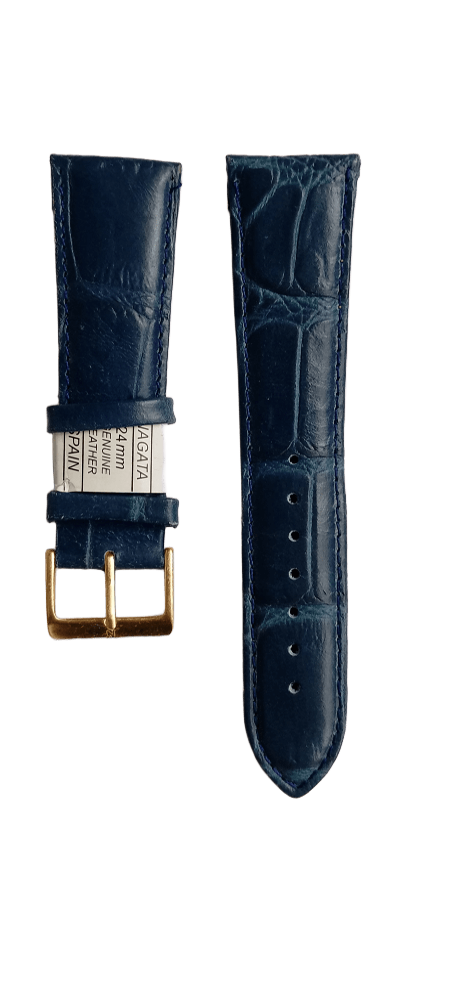 Ремешок кожаный для часов крокодил 24х180 мм Синий (2456А)