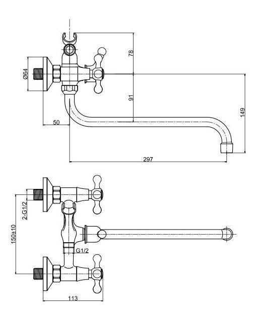 Смеситель для ванны Perla VALENCIA длинный гусак с аксессуарами Бронзовый (PSH13049BR) - фото 4