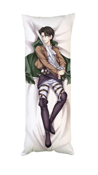 Подушка дакимакура Леви Аккерман Атака титанов декоративная ростовая для обнимания двусторонняя 60x180 см