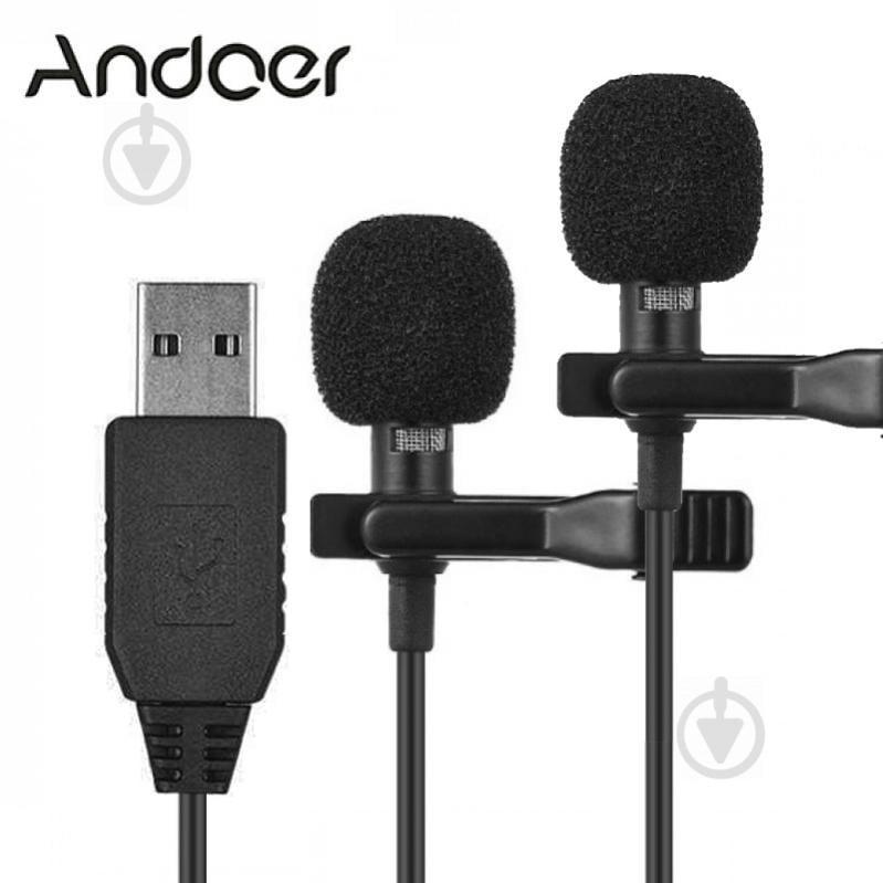 Двойной петличный микрофон Andoer EY-510D USB