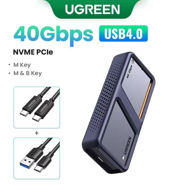 Зовнішня кишеня UGREEN CM642 M.2 NVMe SSD to USB Type-C Thunderbolt Grey (15976) - фото 3