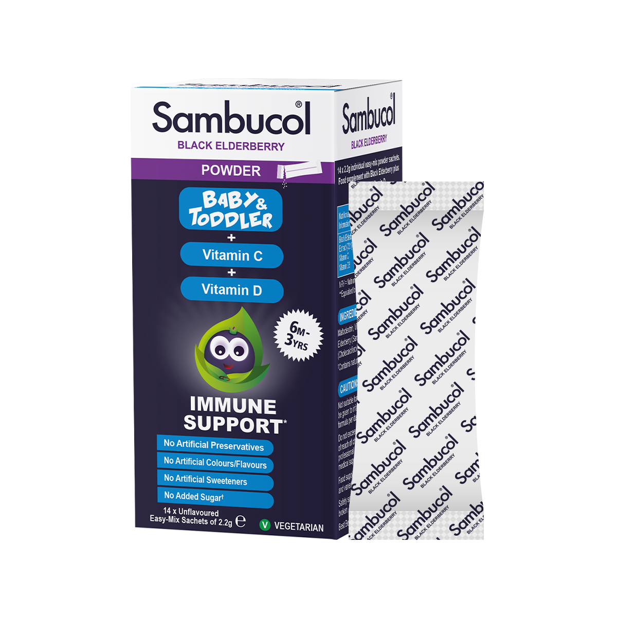 Самбукол саше для иммунитета Sambucol Baby Powder Черная бузина/Витамин C/D для детей от 6 месяцев №14