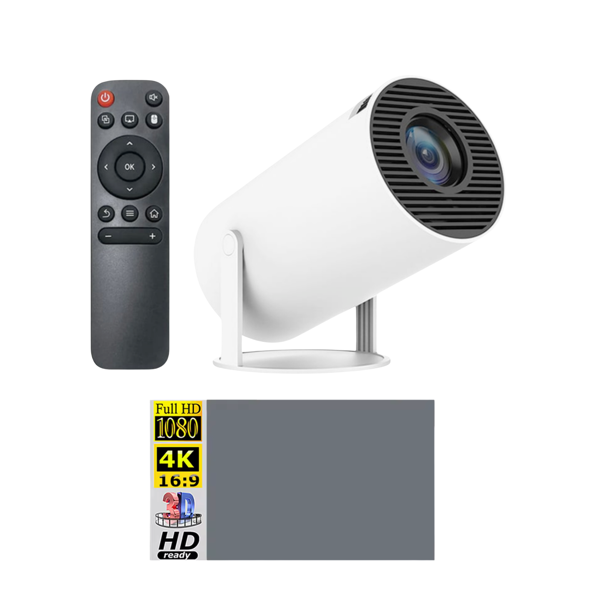 Комплект проектора Magcubic HY300 PRO/экран для проектора MIXITO Anti-light 100" 16:9 Gray (26032322)