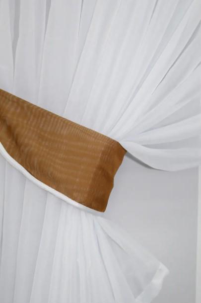 Занавеска на кухню/балкон с ламбрекеном шифон 200х170 см Коричневый/Белый (062к) - фото 5 Занавеска на кухню/балкон с ламбрекеном шифон 200х170 см Коричневый/Белый (062к) - фото 5