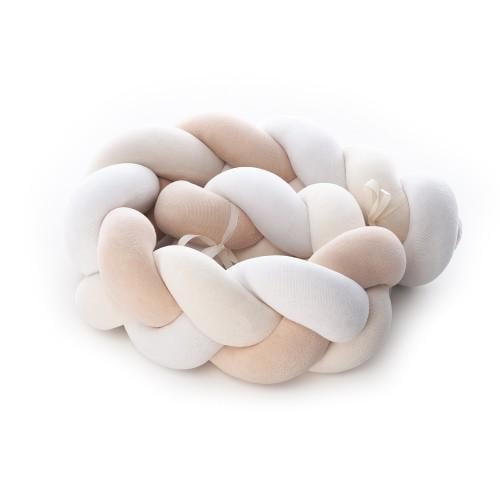 Защитный бампер в детскую кроватку Twins Косичка 3-х прядна 120 см Бежевый (T11026)