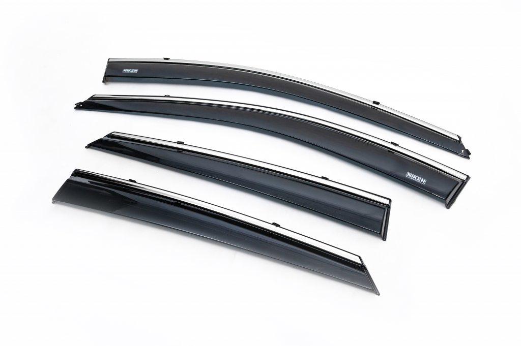 Ветровики с хромом Niken для Hyundai IX-35 2010-2015 гг. поликарбонат Черный