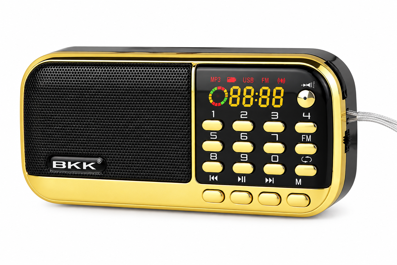 Радиоприемник портативный BKK 836 FM-радио и MP3-плеер с LED-лампой и часами 2 аккумулятора 18650 (3191391748)