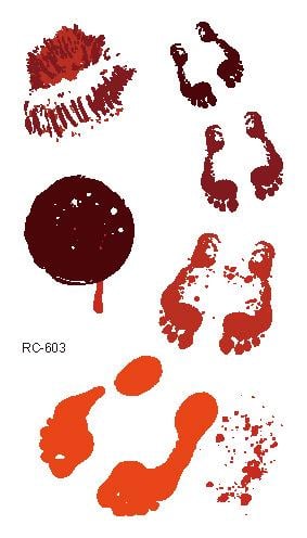 Тату временные для Хэллоуина Кровавые следы 10х6 см Красный (RC-603)