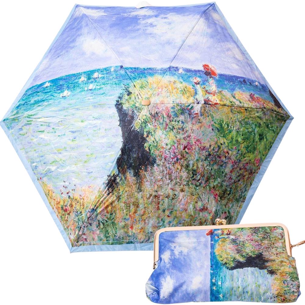 Зонт мини женский механический Claude Monet Cliff Walk at Pourville 6 спиц ø 91 см (HP-23-1LBL)