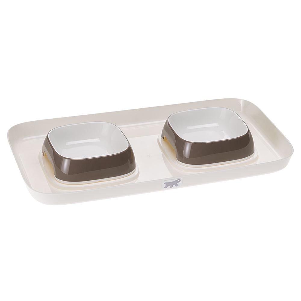 Миски на подставке для собак и кошек Ferplast Glam Tray S 40х23x5,5 см 0,8 л Коричневый/Белый (71908521)