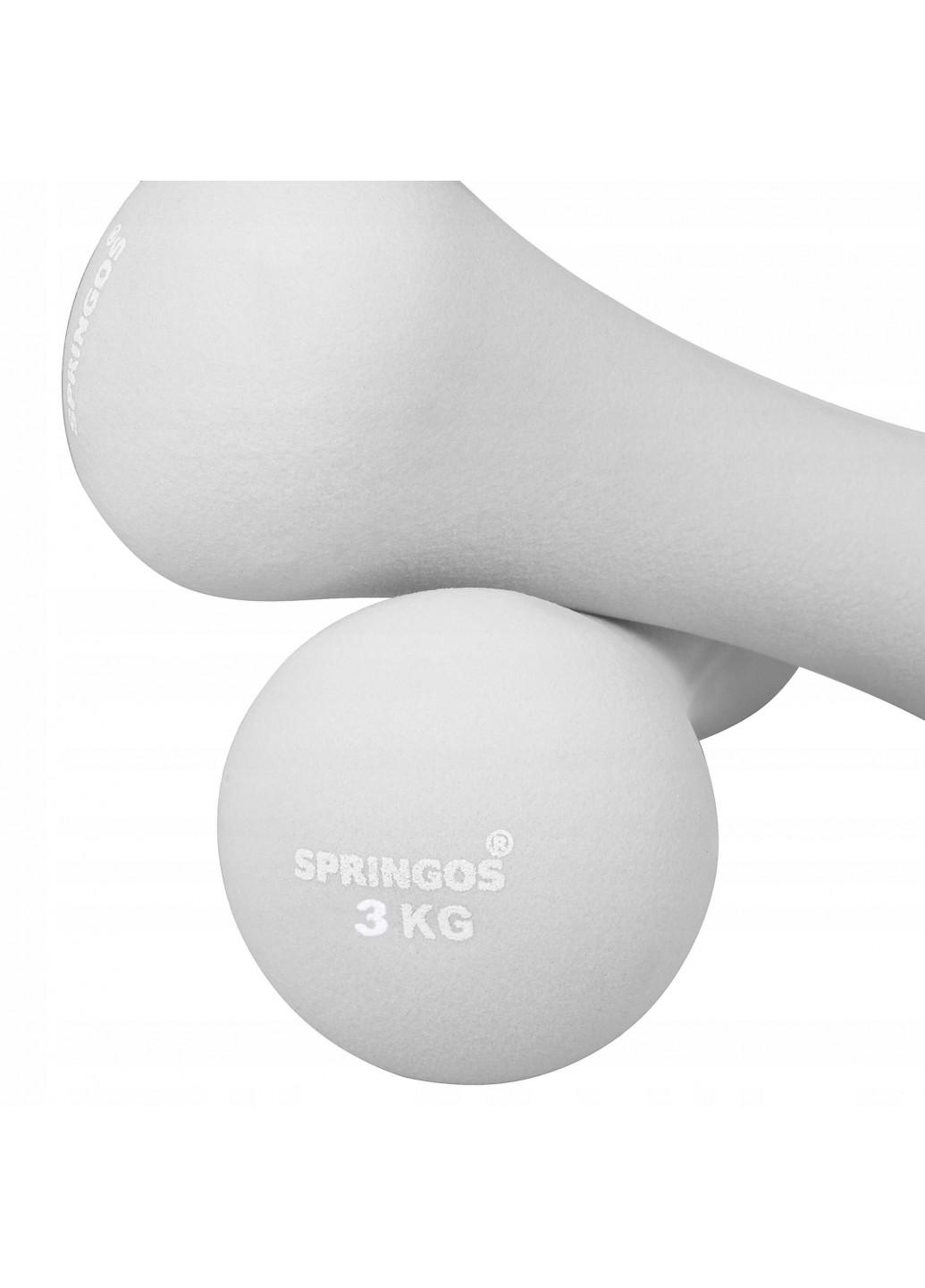 Гантели виниловые Springos 3 кг 2 шт Серый - фото 3