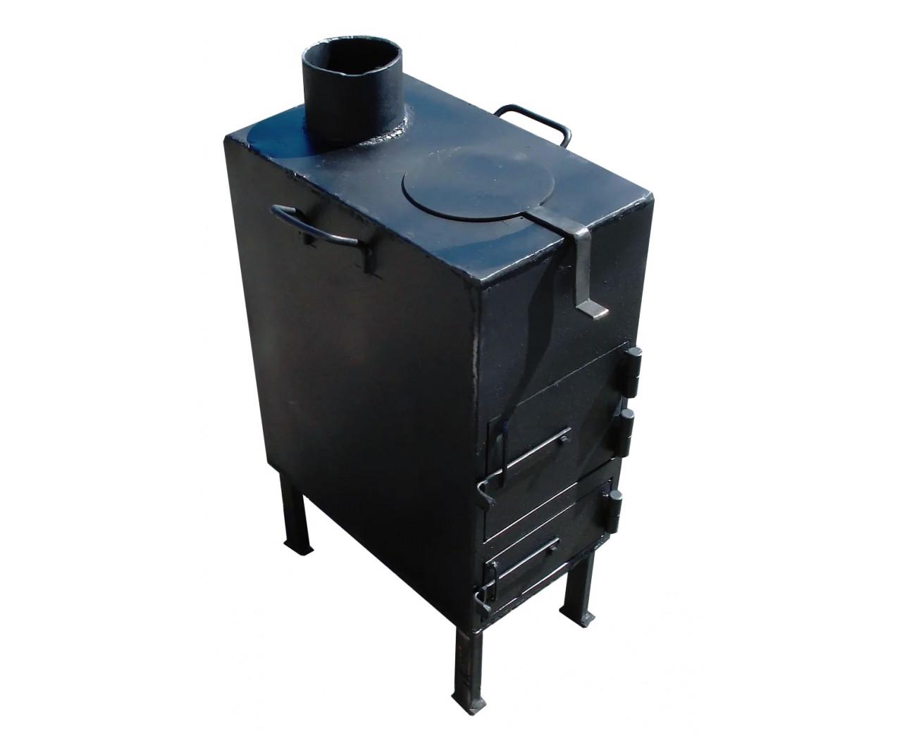 Печь-буржуйка стальная с конфоркой до 40 кв.м, Кочерга в подарок (100-419)