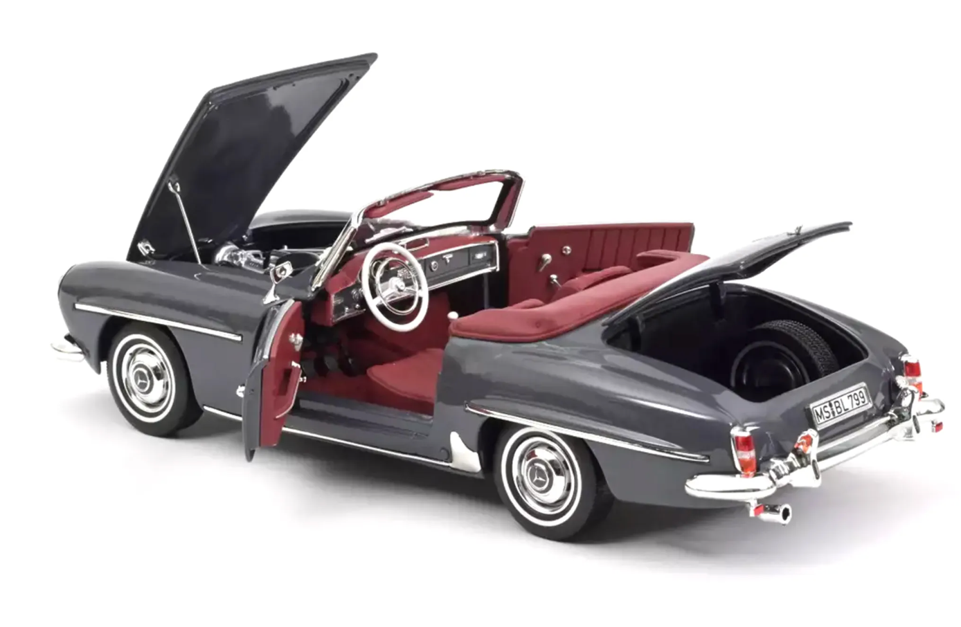 Модель автомобиля Norev 1:18 Mercedes-Benz 190 SL W121 Grey (183402) - фото 6
