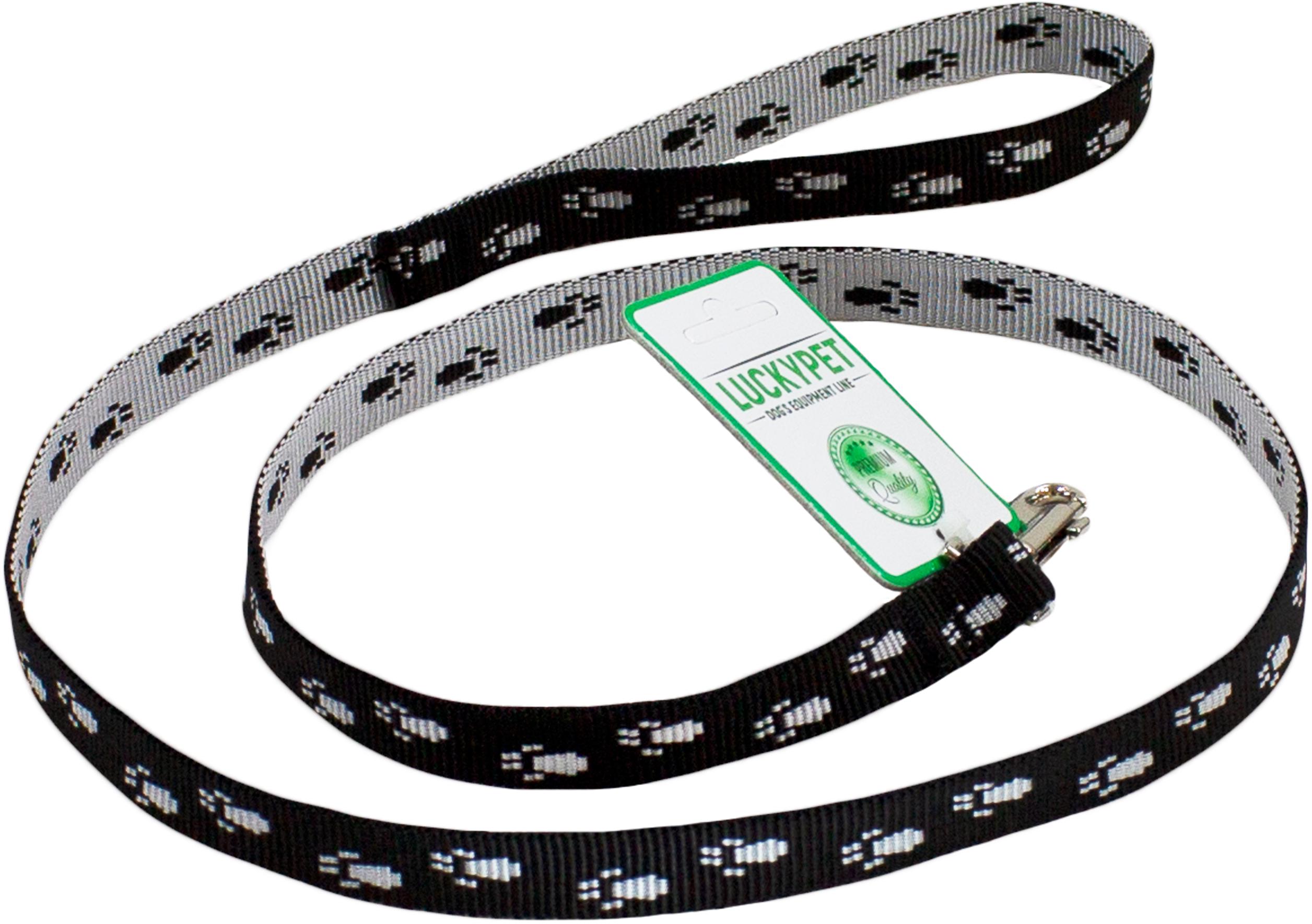 Поводок Lucky Pet капроновый Лапки 1,6x120 см Черно-серый (4820224219127)