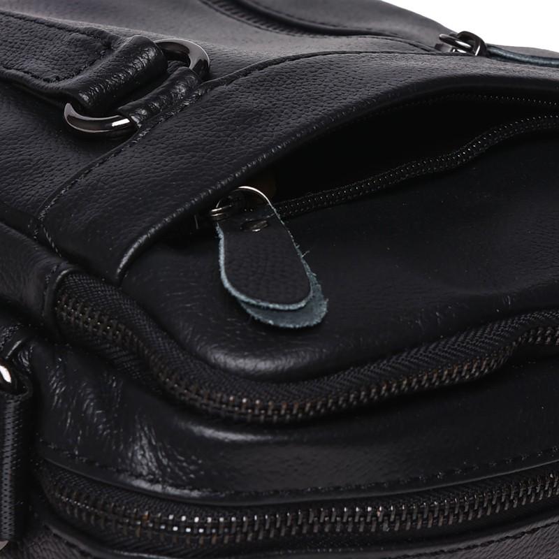 Мужская сумка кожаная Borsa Leather K11169a Черный (15341454) - фото 7