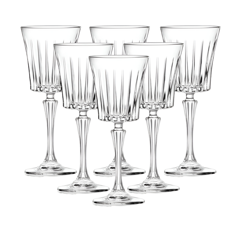 Набор бокалов для вина на высокой ножке из толстого стекла 6 шт. 150 мл Прозрачный
