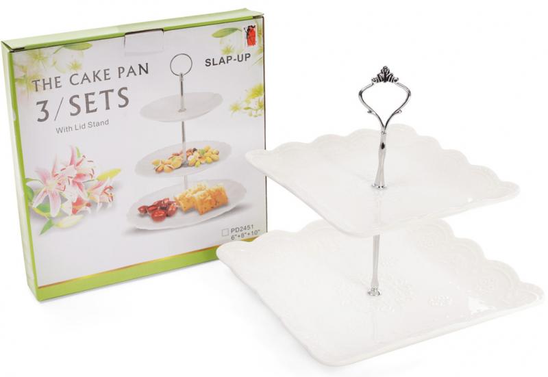 Блюдо фуршетная стойка White City Кружево 2 яруса Ø20+Ø25 см высота 25 см (BD-988-138) - фото 2 Блюдо фуршетная стойка White City Кружево 2 яруса Ø20+Ø25 см высота 25 см (BD-988-138) - фото 2