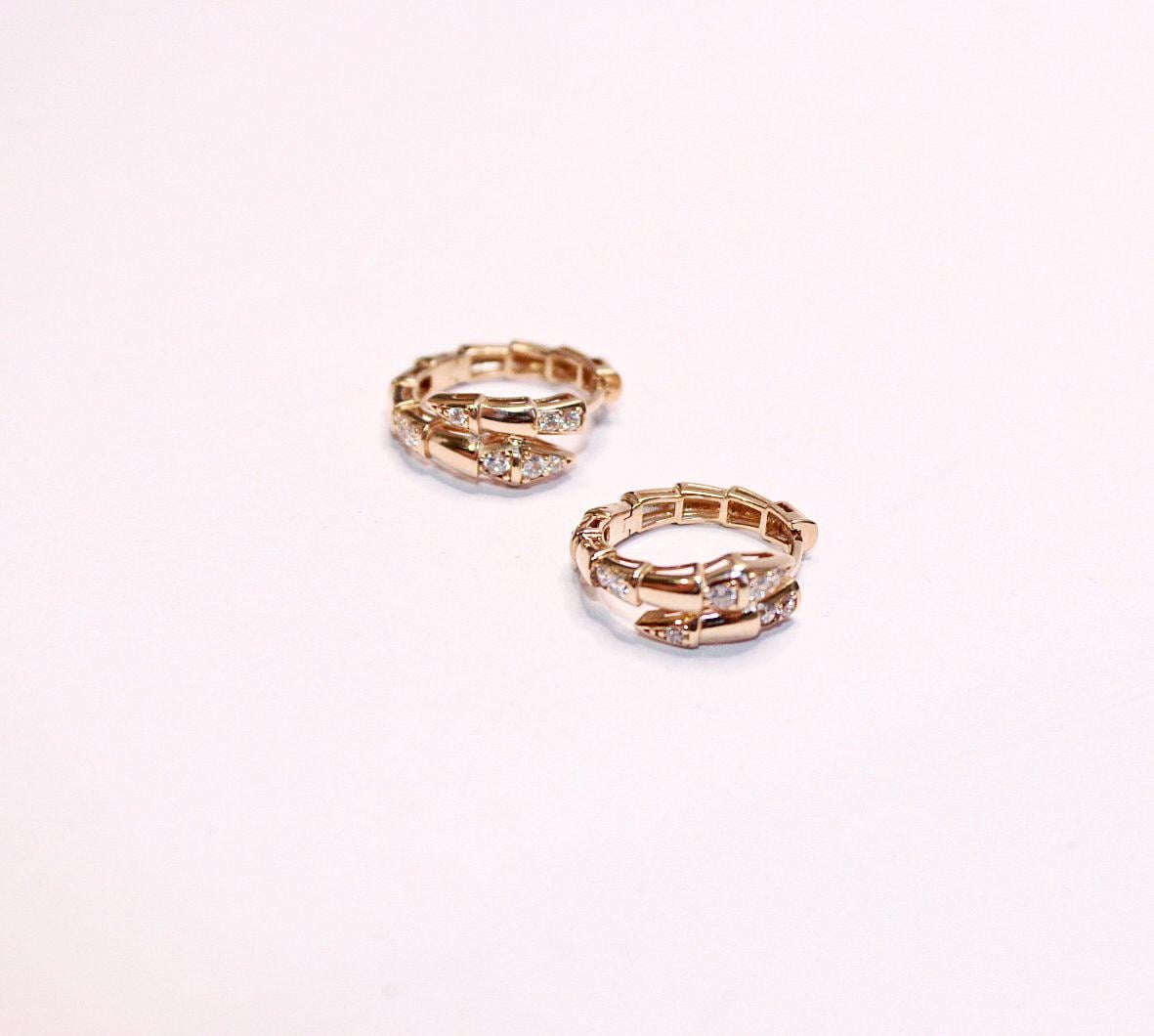 Серьги-конго золотые Змейка в стиле Bulgari (2889008458)