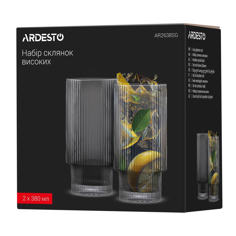 Набір склянок високих Ardesto AR2638SG Graphite 380 мл 2 шт. Сірий (123505) - фото 2 Набір склянок високих Ardesto AR2638SG Graphite 380 мл 2 шт. Сірий (123505) - фото 2