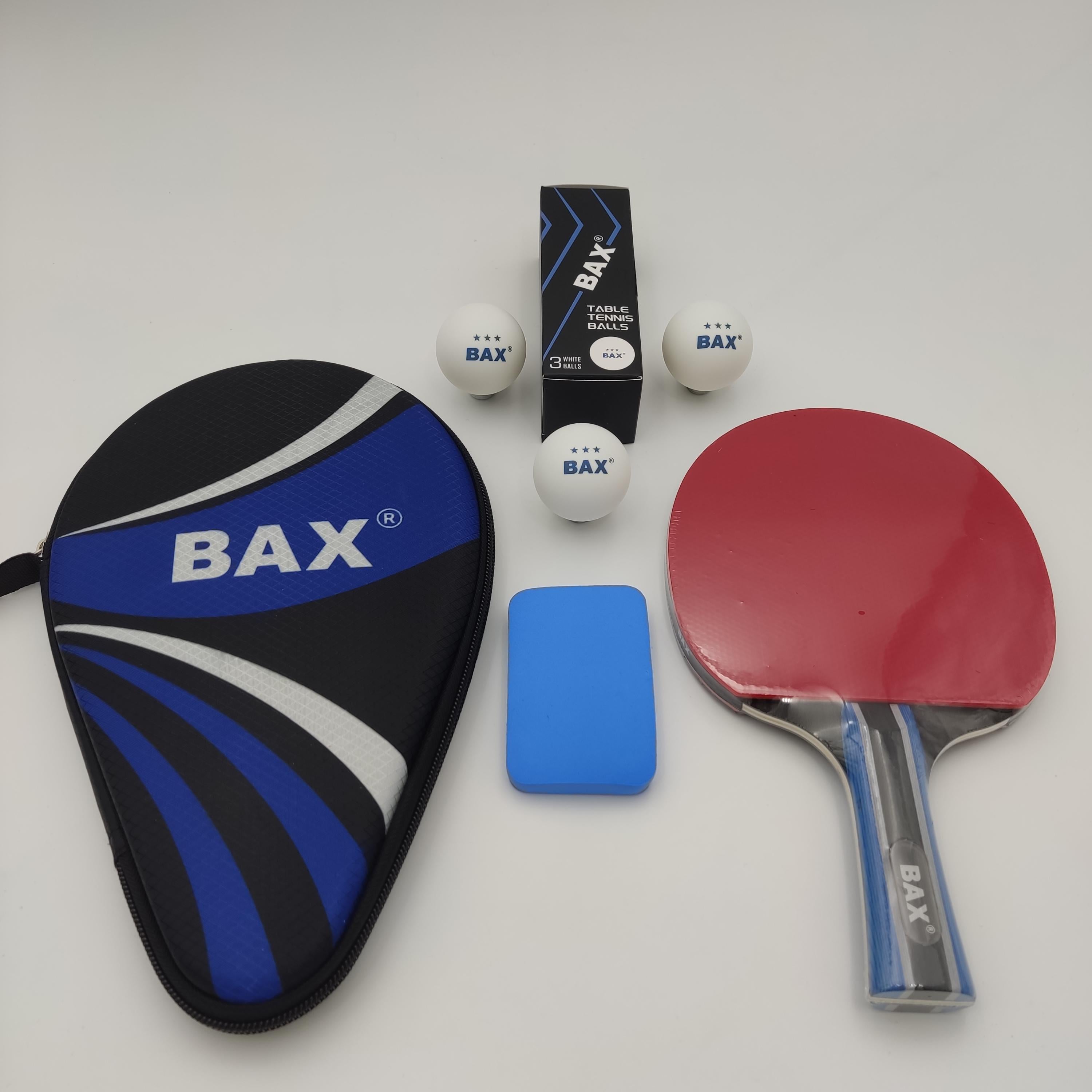 Ракетка для настільного тенісу Bax у чохлі зі спонжем та м'ячиками 3 шт. (151311+151310+151306)