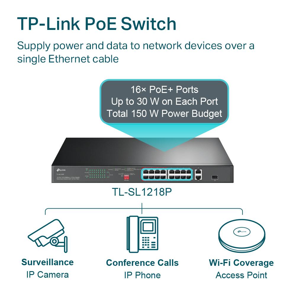 Коммутатор TP-Link TL-SL1218P с поддержкой PoE (12491859) - фото 4