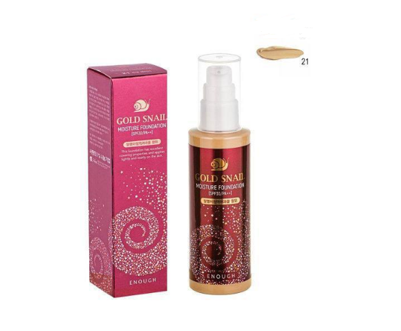 Зволожуючий тональний крем Enough Gold Snail Moisture Foundation 21 SPF30 з муцином равлики - фото 2 Зволожуючий тональний крем Enough Gold Snail Moisture Foundation 21 SPF30 з муцином равлики - фото 2