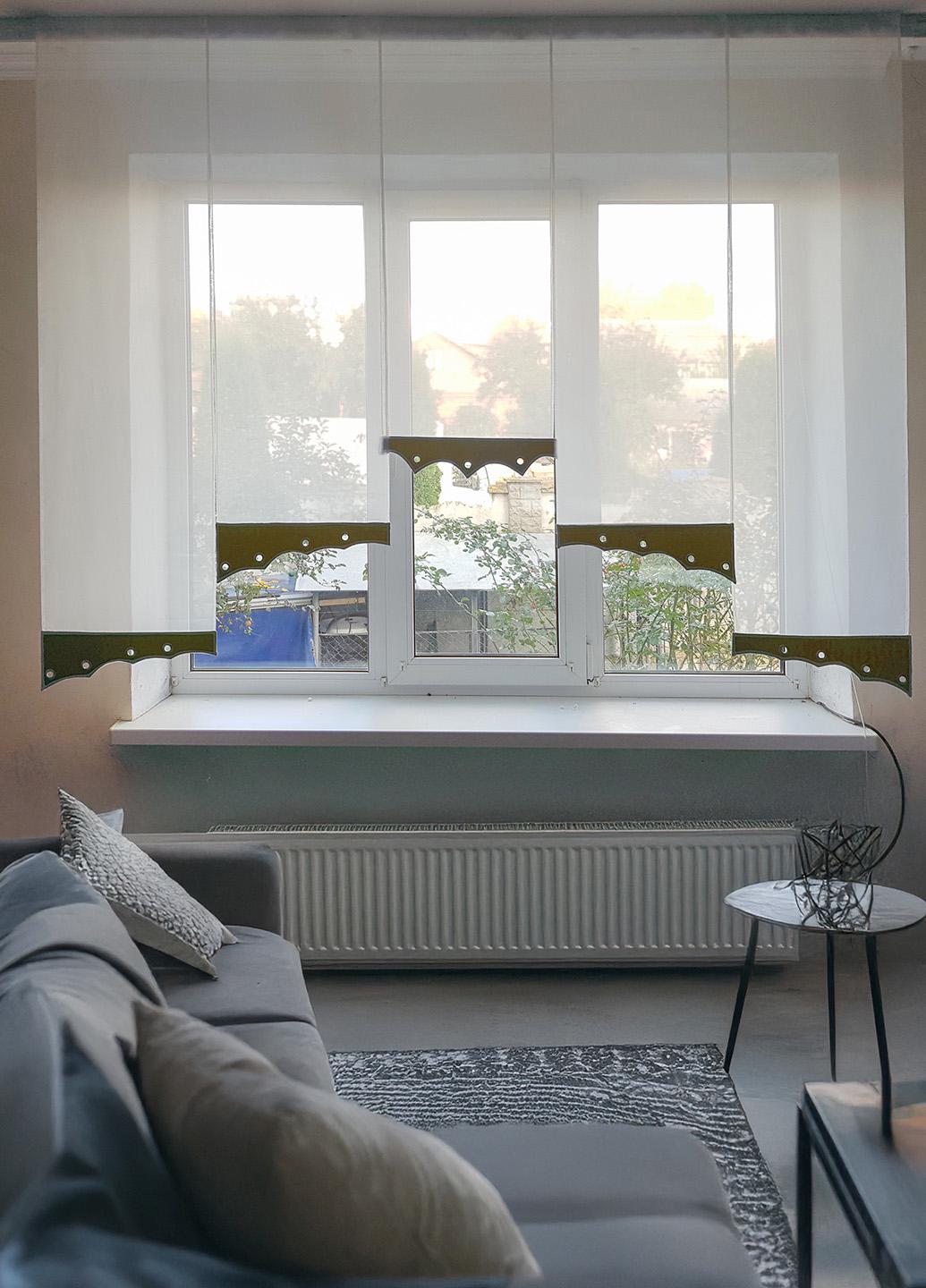 Комплект панельных занавесок Firanka Simple карниз 200 см 5 шт. Молочный с коричневым (19_5п)