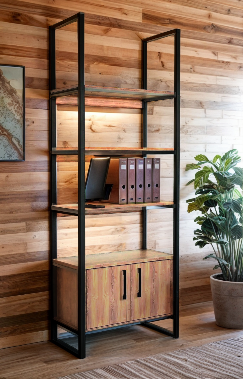 Стеллаж офисный Tobi Sho LOFT Gold СЛГ/2 для документов 800x400x1900 мм Дуб аппалачи