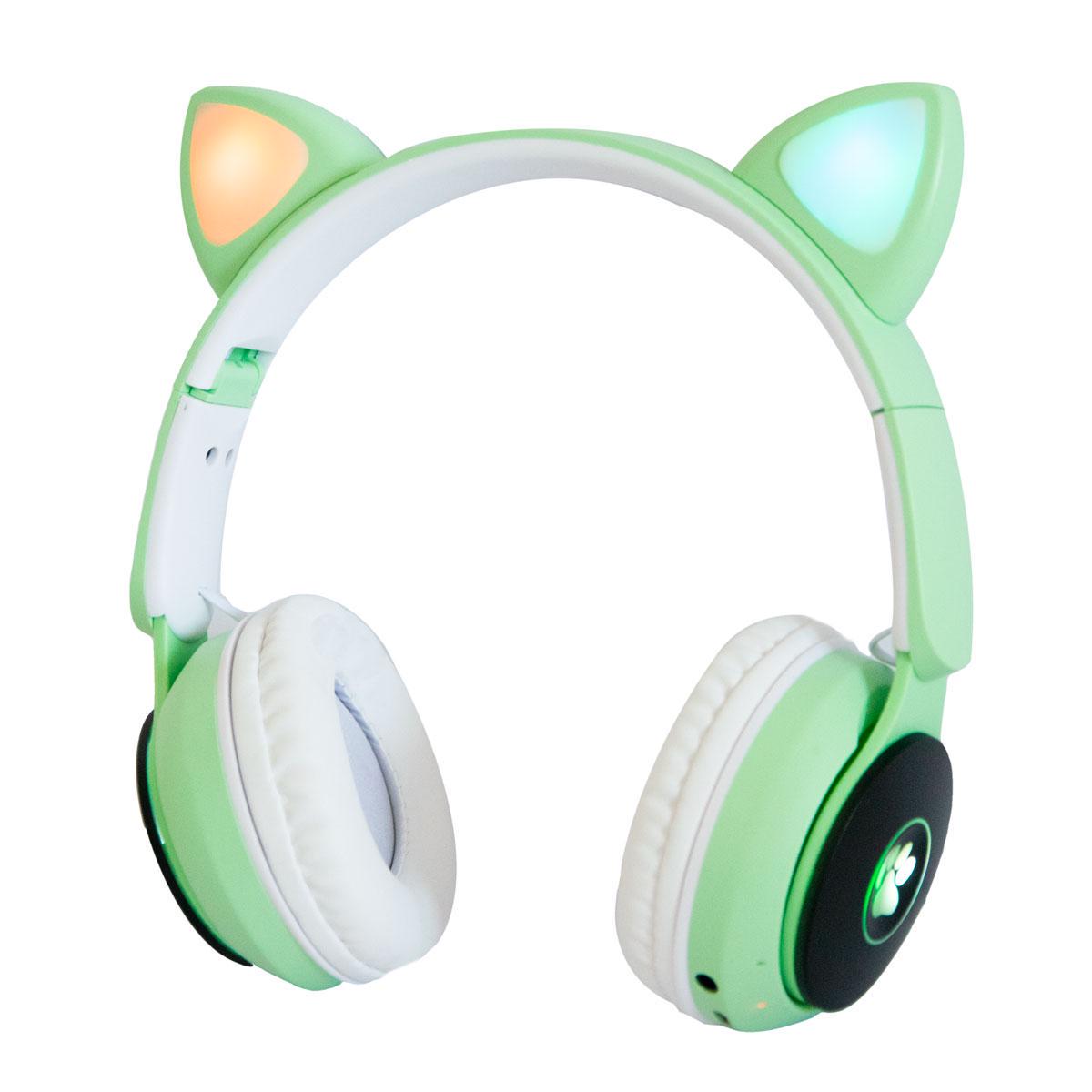 Наушники детские с кошачьими ушками Wireless earphone ST77M Салатовый (1009655-LightGreen)