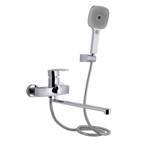 Смеситель для ванны Q-tap Swan Eco с длинным поворотным изливом и душевой гарнитурой Chrome (QTVSWA2601CRM45533)