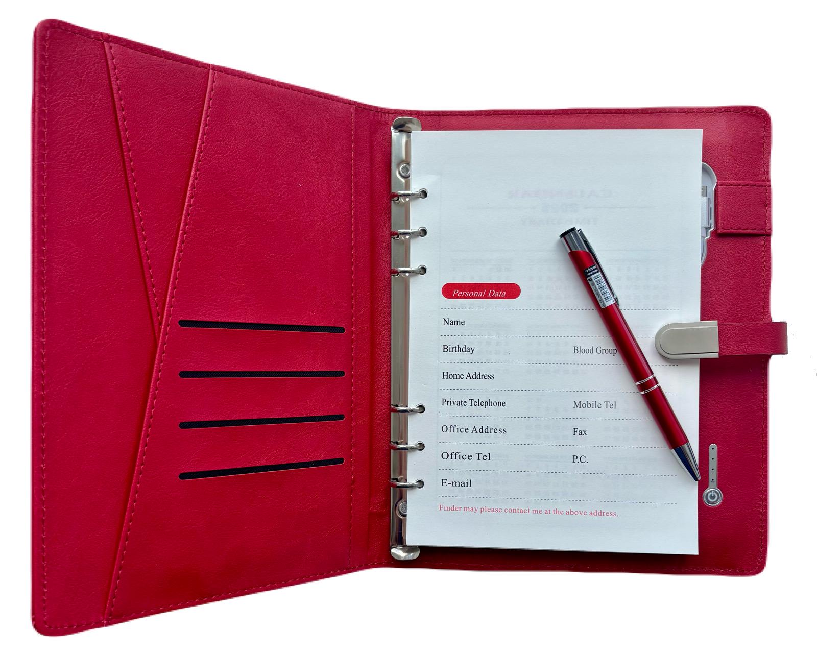 Блокнот-ежедневник AB tech Colorful c беспроводной зарядкой/Power Bank и USB flash 16 Gb Красный - фото 2