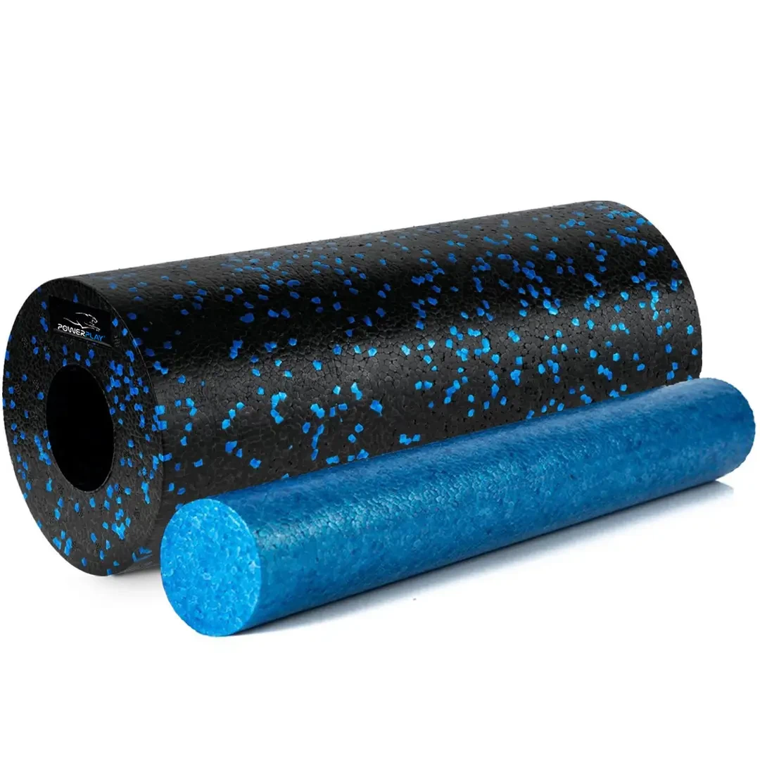 Ролик масажний гладкий PowerPlay PP-4348 2в1 EPP Foam Roller Чорний/Синій 33x14 см