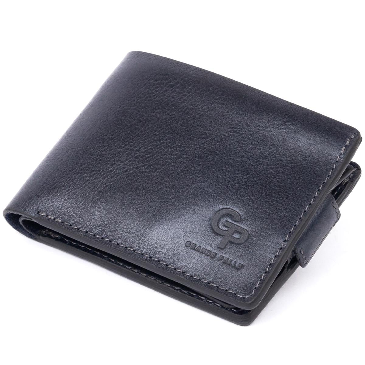 Портмоне Grande Pelle 11323 натуральная кожа Синий