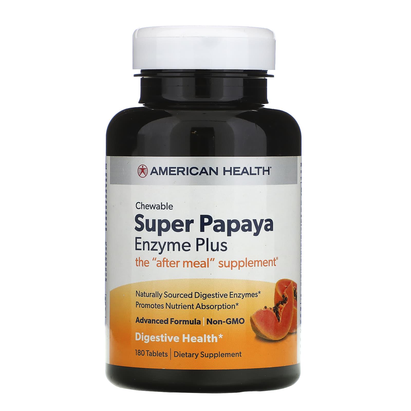 Травні ферменти American Health Super Papaya Enzyme Plus 180 таблеток (1123)