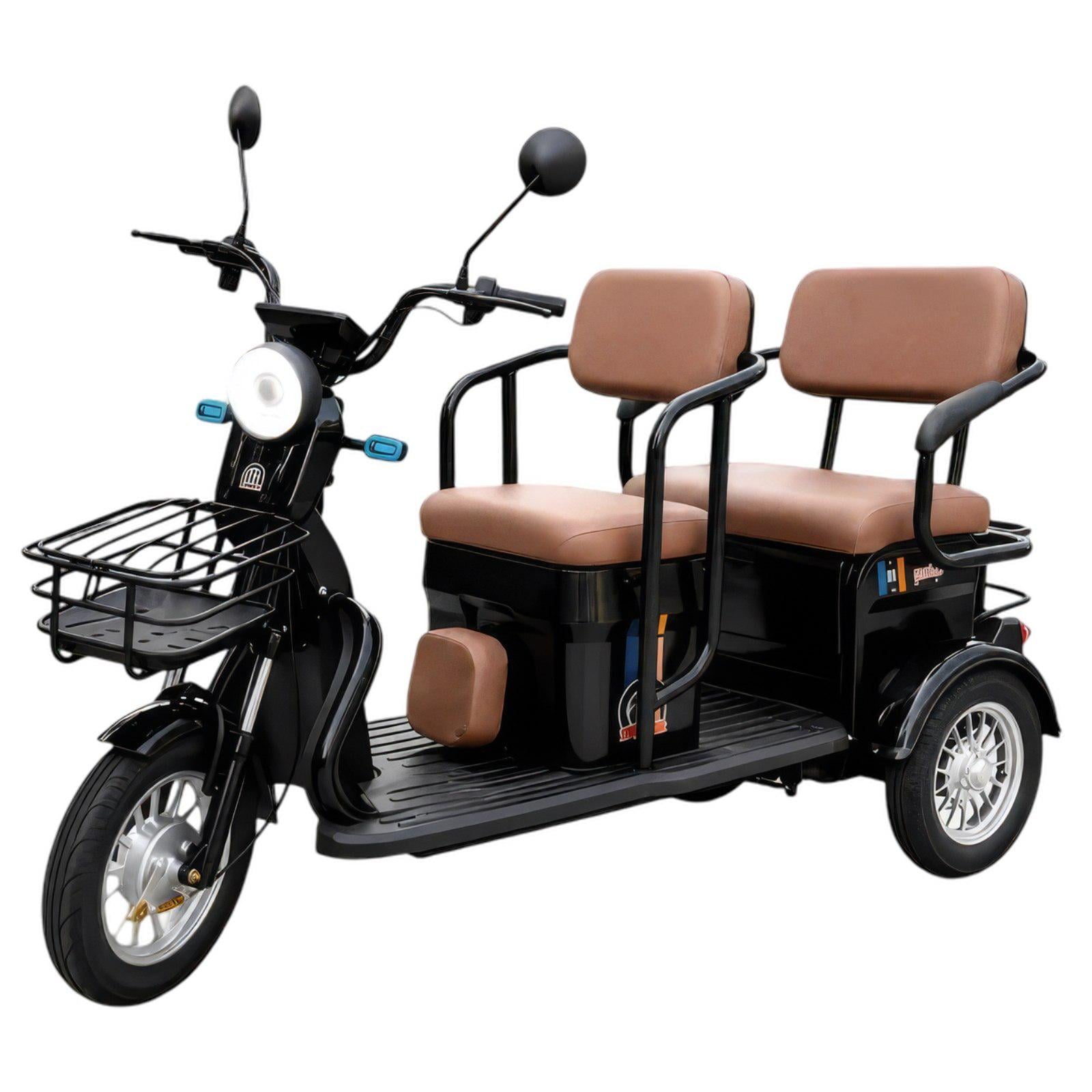 Електротрайк 0269/МК TRIVARO MAX 1000W з кошиками/пасажирськими сидіннями та амортизацією Чорний (35216215)