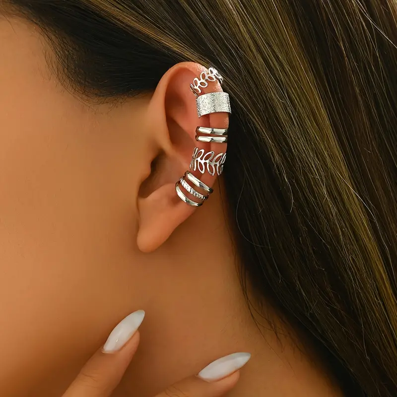 Набор серьги-каффы Серебристый лист 1,2х1,1 см Серебристый - фото 5 Набор серьги-каффы Серебристый лист 1,2х1,1 см Серебристый - фото 5