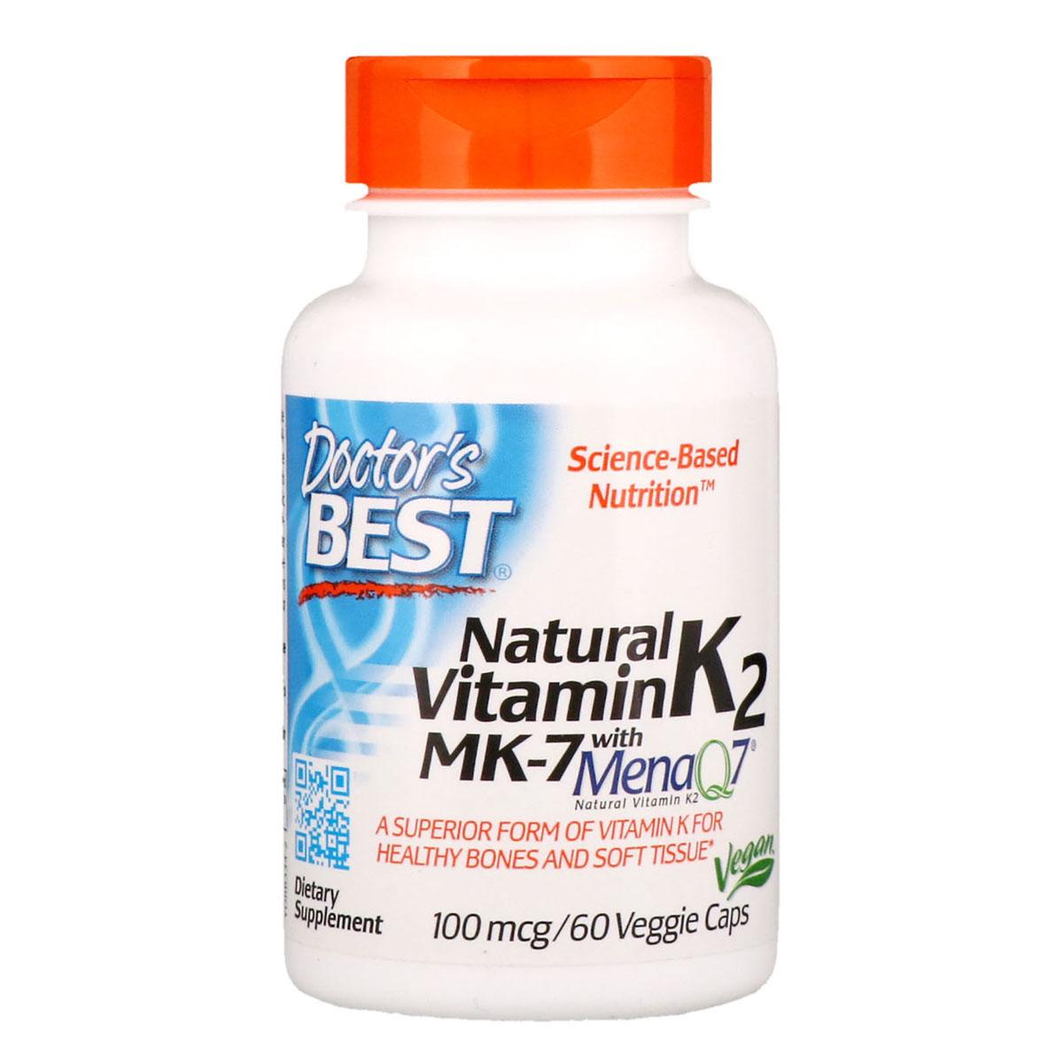 Вітамін К2 Doctor Best у формі МК-7 Vitamin K2 as MK-7 100 мкг 60 капс. (4386)