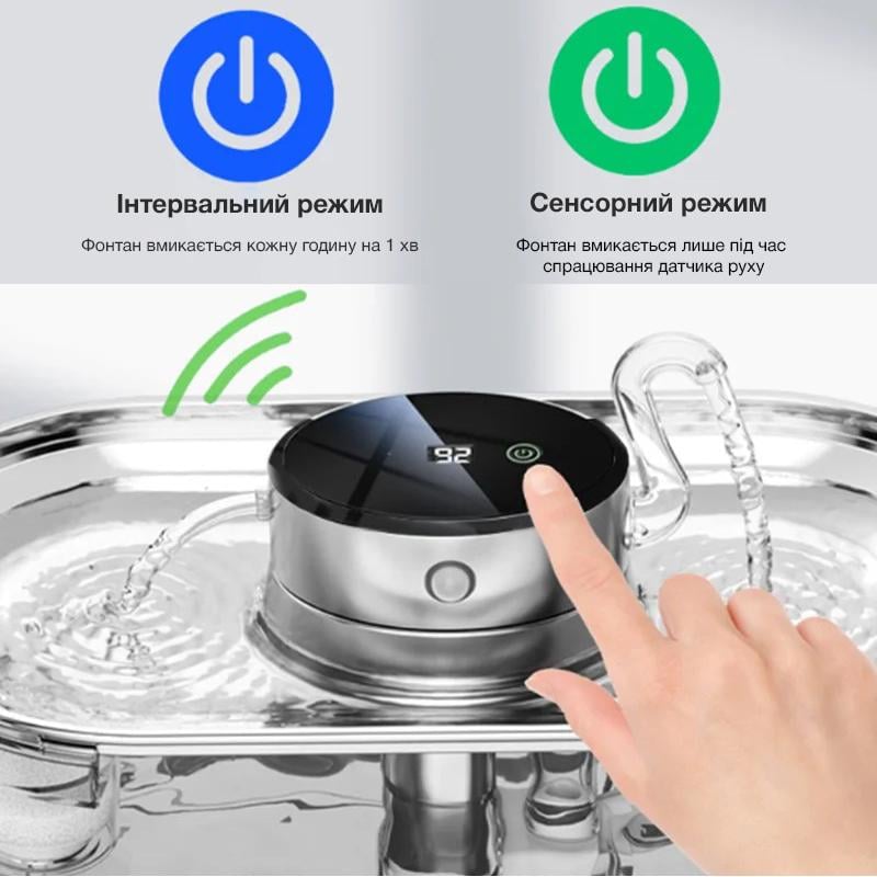 Поилка-фонтан для кошек и собак NPET WF230 V2 3 л с датчиком движения нержавеющая сталь Прозрачный (1104) - фото 5 Поилка-фонтан для кошек и собак NPET WF230 V2 3 л с датчиком движения нержавеющая сталь Прозрачный (1104) - фото 5