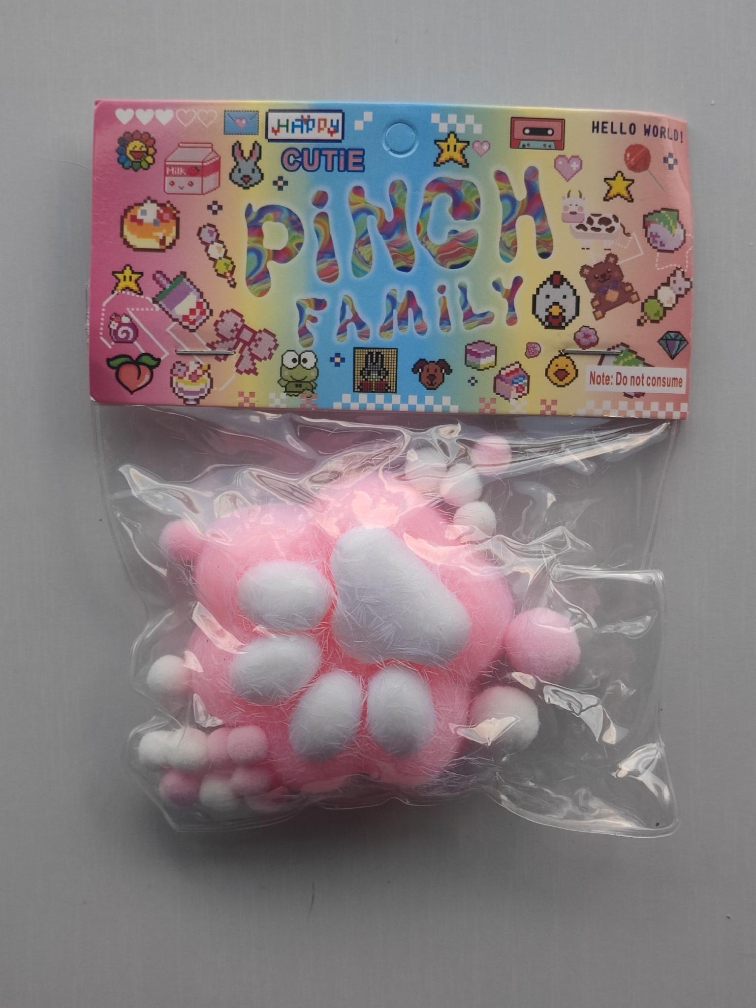 Іграшка антистрес сквіш котяча лапка пухнаста 7х6 см Рожевий/Білий (2801P)