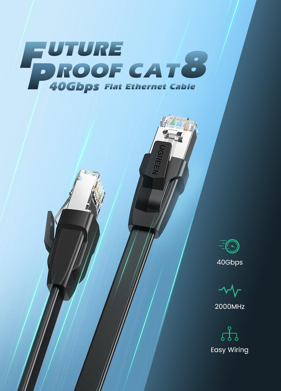Интернет-кабель UGREEN Cat.8 U/FTP 40 Гбит/с 2000 МГц Lan RJ45 RJ 45 0,5 м Черный (10979) - фото 2 Интернет-кабель UGREEN Cat.8 U/FTP 40 Гбит/с 2000 МГц Lan RJ45 RJ 45 0,5 м Черный (10979) - фото 2