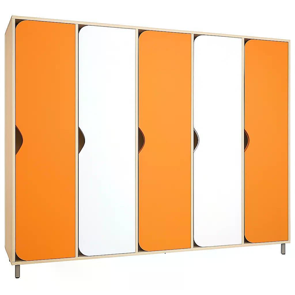 Шафа для роздягальні DS-030 5-секційна на металевих регульованих ніжках White/Orange