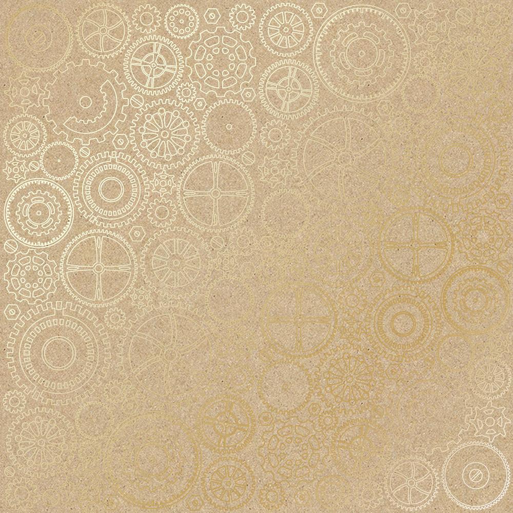 Лист паперу односторонній Golden Gears з фольгуванням 30,5х30,5 см Kraft
