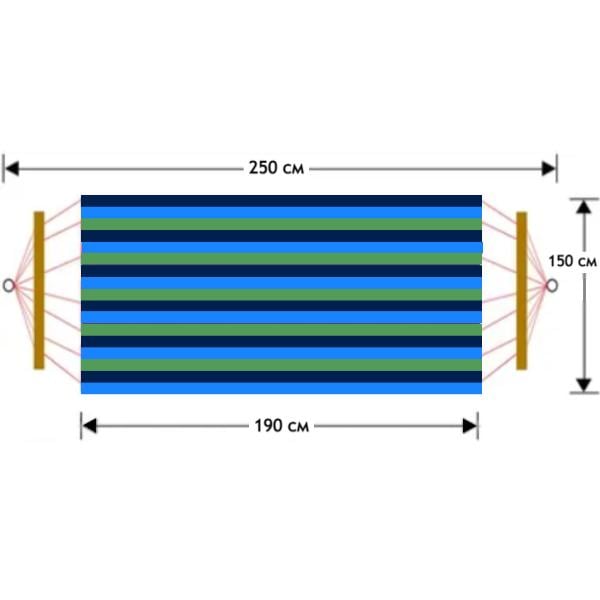 Гамак з дерев'яними планками Seagard підвісний тканинний з чохлом і кріпленнями 250х150 см Синій (132054) - фото 8